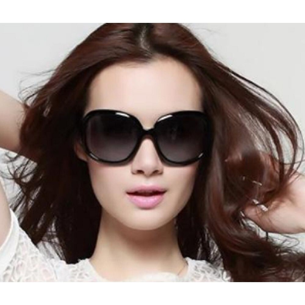 Women Sunglasses Round Gradient Lens Black Full Plastic Frame
